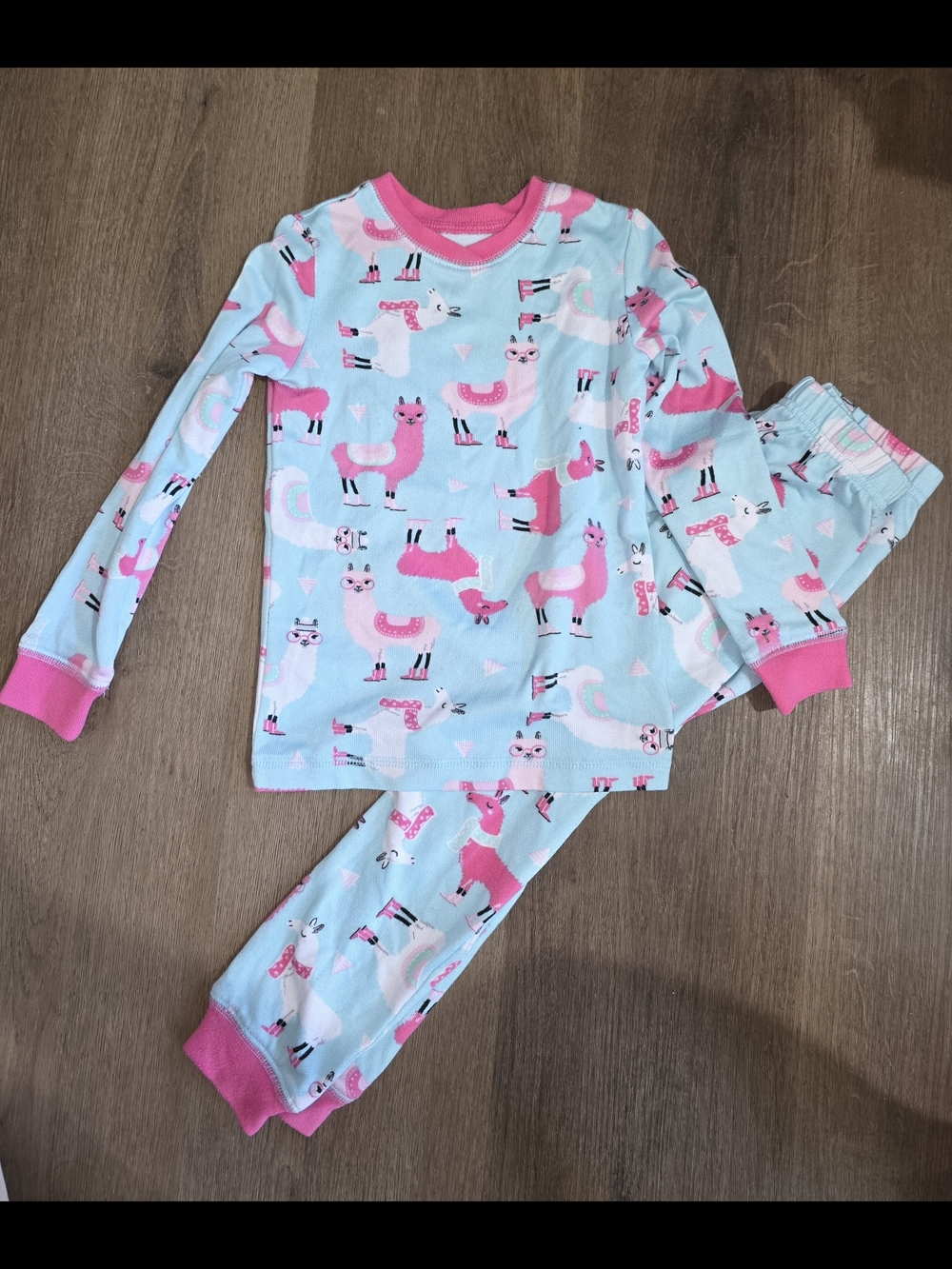 Cuddl Duds Pink & Light Blue Llama Kids Pajama Set